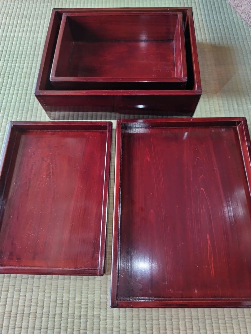 伝統漆器　木箱　道具箱　文箱　入れ子式　　大中2個