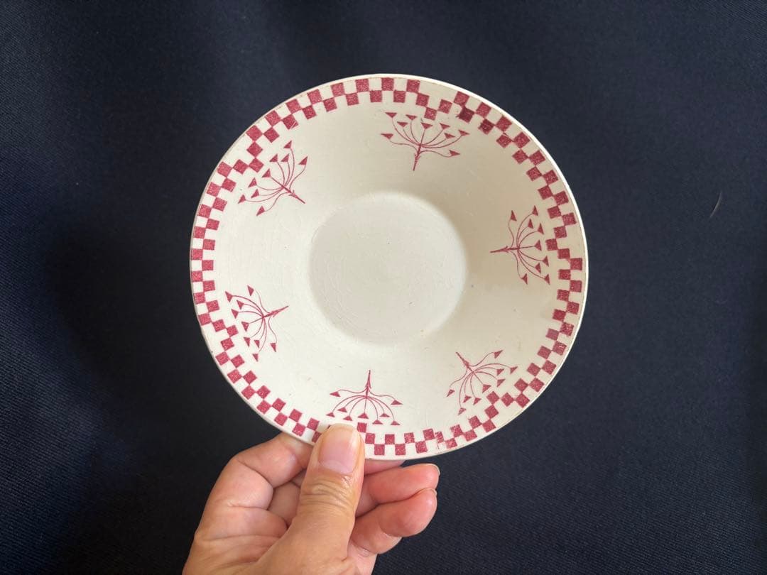 クレイユモントロー ダミエ ソーサー フランス アンティーク