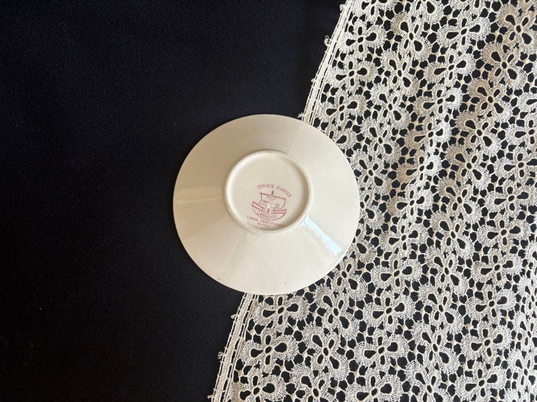 クレイユモントロー ダミエ ソーサー フランス アンティーク